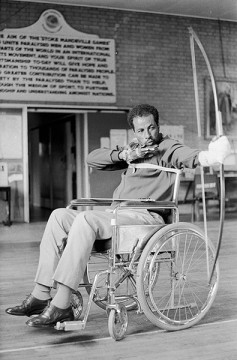Abebe Bikila practices for the Paralympic Games