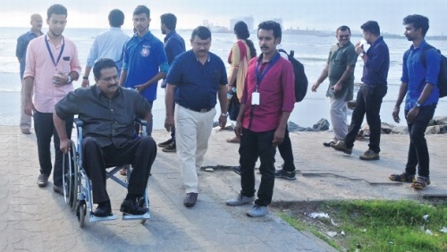 simon-george-inspecting-the-fort-kochi-beach-to-prepare-the-feasibility-study-for-converting-fort-kochi-as-a-differently-abled-tourist-friendly-spot